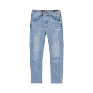 ABLE JEANS【直筒滑板裤】男士重工水洗弹力破洞直筒宽松牛仔裤
