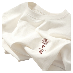 国潮白色重磅纯棉质感短袖t恤女夏季美式复古高级感别致漂亮上衣