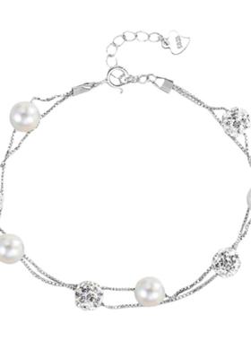 双层珍珠满天星手链女生轻奢小众设计感高级手串秋冬网红气质手饰