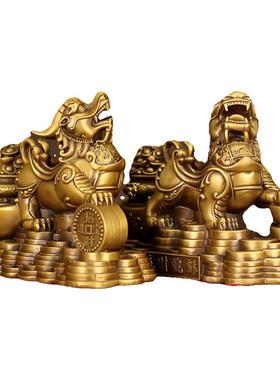 黄铜招财貔貅皮卡丘中式客厅摆件