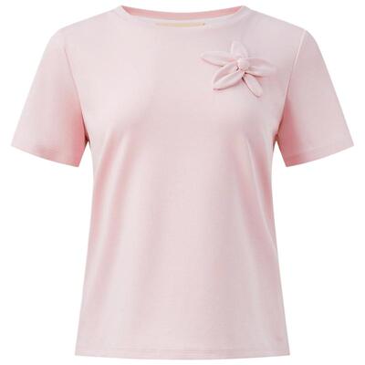 [屁酒花同款] 宝姿PORTSPURE女装舒适清新简约立体花短袖