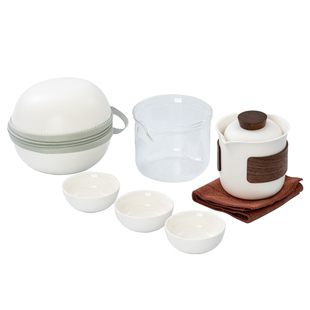 陶瓷旅行茶具套装一壶三杯四杯玻璃公杯户外便携式包功夫茶具定制