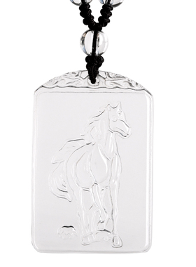 天然白水晶十二生肖马吊坠