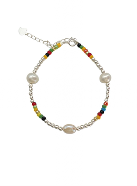 彩色女串珠纯银珍珠豆豆百搭手链
