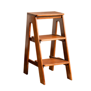 乌金木实木梯凳梯子家用折叠梯加厚多功能人字三步梯凳子两用登高