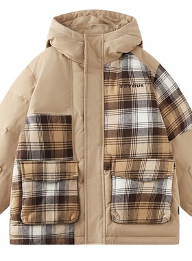 【反季特惠】MQD男童中长款羽绒服2025冬季新款儿童连帽拼接格子
