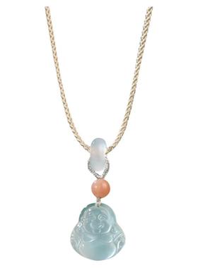 普陀山玛瑙玉髓弥勒佛项链女礼物