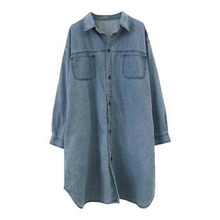 诺初孕妇韩版复古牛仔连衣裙春款牛仔裙小众设计衬衫长袖上衣长款