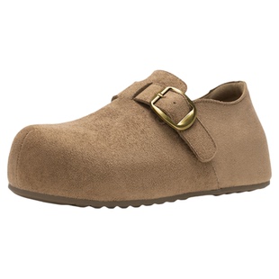 依思q厚底内增高勃肯鞋女2026新款冬全包一脚蹬加绒爆款博肯鞋子