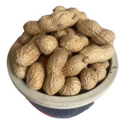 农家自种散装柴火铁锅炒熟花生