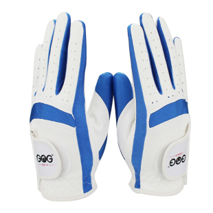 高尔夫儿童手套可水洗进口优质纤维细布透气机洗耐磨粉蓝色布双手