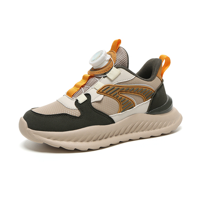 巴布豆男童鞋2025春秋新款儿童运动鞋皮面防水气中大童学生休闲鞋