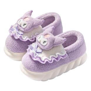 库洛米儿童棉拖鞋女童女孩2026新款居家室内防滑可爱宝宝棉鞋冬季