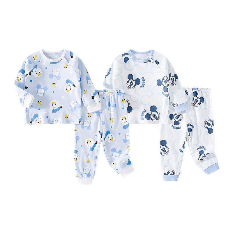 两件装   儿童家居服套装肩开睡衣纯棉秋衣秋裤宝宝衣服分体童装