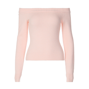 纯色高级感毛织一字肩长袖上衣2026秋季新款修身显瘦短款百搭毛衣