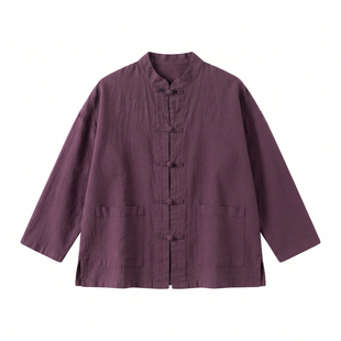 佛系禅意素衣棉麻布衣开衫晨练太极服上衣中式女装禅修服对襟外套