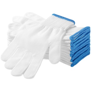 手套劳保耐磨工作尼龙手套加厚防滑透气白丝线劳工劳动男工地干活