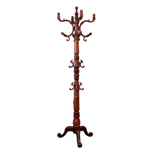 雕花欧式实木衣帽架落地挂衣架单杆式衣架落地家用卧室衣服架子