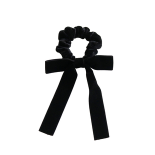 简约黑色丝绒蝴蝶结发饰飘带头绳气质发带女绑发韩国扎头发绳发圈