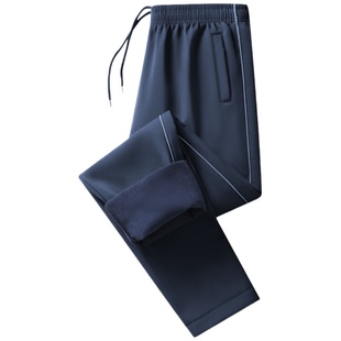 校服裤小学生中学生冬季加绒加厚深蓝色红条白条一二条杠黑色神器