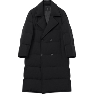 JDV商场同款秋冬新款男士黑色大翻领双排扣长款羽绒服WDW4569