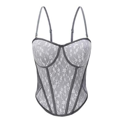 纯欲可拆卸肩带自带胸垫蕾丝背心