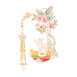 故宫淘宝|宫猫送福锦鲤流苏书签古典中国风博物馆文创礼物伴手礼