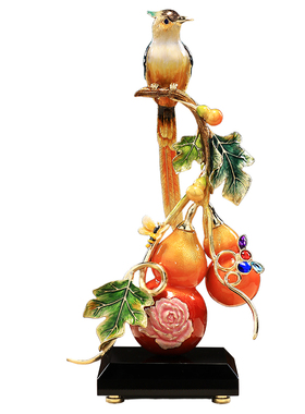 宫廷珐琅彩鸟葫芦摆件乔迁礼物