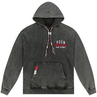 MEDM潮牌M扣编织绳连帽卫衣男春秋季国潮设计感街头复古休闲帽衫