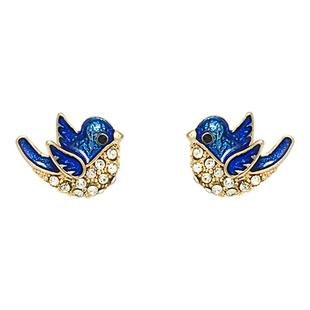 Exhibition/览物馆小蓝鸟耳钉可爱小清新耳环小巧s925银针耳饰女