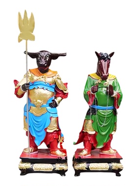 牛头马面神像地府阴神牛将军马将军护法树脂玻璃钢木雕铜雕像摆件