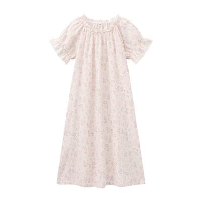 2026新款纯棉女童春夏短袖睡裙