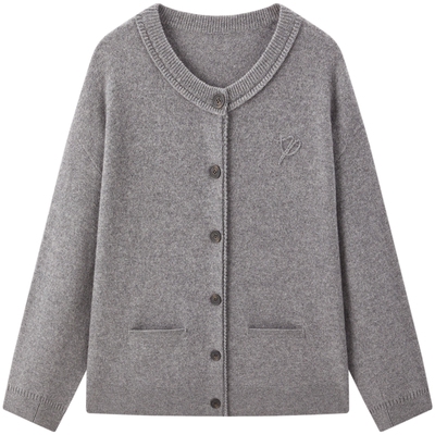 太平鸟全羊毛绒感老钱风针织开衫