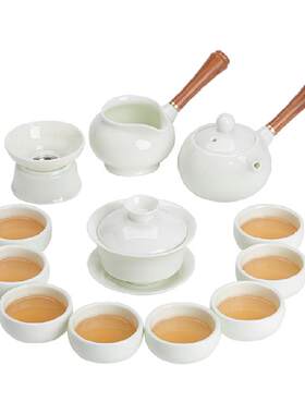 苏氏陶瓷翡翠玉羊脂玉功夫茶具