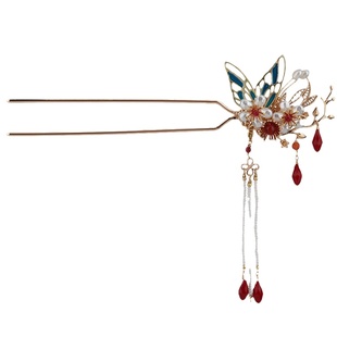 发簪简约现代丸子头盘发国风旗袍红色新年款头饰秀禾服新娘发饰女