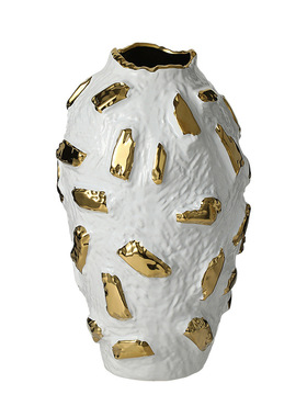 新中式轻奢抽象金片陶瓷花瓶