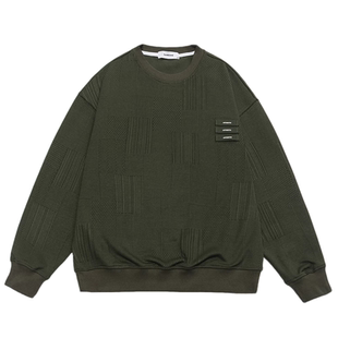 秋季新款焦糖色圆领男士卫衣美式宽松简约百搭潮牌设计感休闲上衣