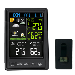 家用温度计无线温湿度计室内外彩屏气象站大气压天气预报钟带夜光