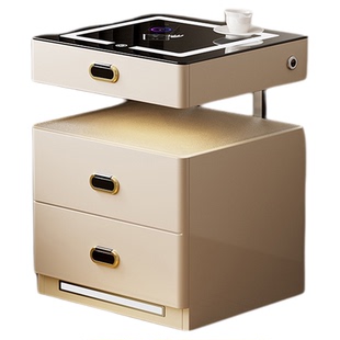 鹿匠隐藏式实木床头柜保险柜一体式43cm宽卧室办公室智能指纹存钱保管箱防盗隐形搬不走保险箱家用2026新款