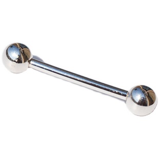 S925纯银舌钉1.6mm粗双头银球舌环欧美个性直杆耳钉粗针穿刺养洞