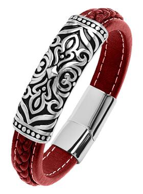 2026马年如意吉祥云花纹手绳红色真皮绳编织手链本命年转运红绳男