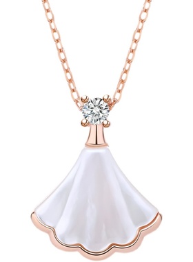 纯银不掉色玫瑰金扇形项链