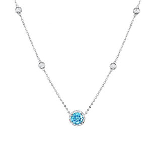 Fanci范琦【星点系列】蓝色项链女925银简约锁骨链小众设计感