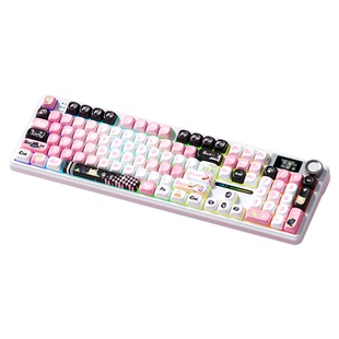 狼蛛F108Pro机械键盘无线三模F108键侧刻客制化电脑游戏电竞办公