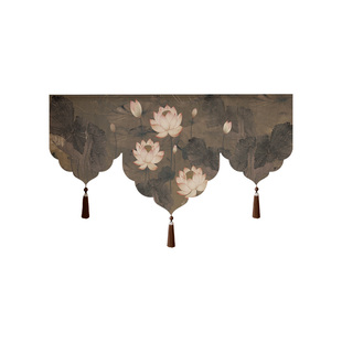 新中式门帘三角旗帘复古门楣短帘半截挂旗厨房家用遮挡帘高级感