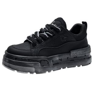 马克华菲鞋子男冬季爆款潮流高级厚底增高板鞋男款真皮运动休闲鞋