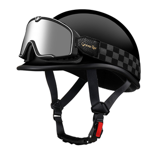 日式复古机车半盔男女摩托车头盔骑行瓢盔巡航电动安全帽碳纤维夏