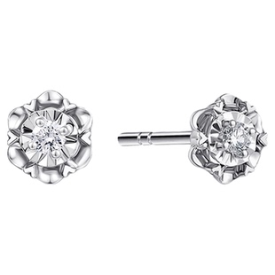 潮宏基至简18K金钻石耳钉1stbling浪漫之约耳饰轻奢显大礼物单只