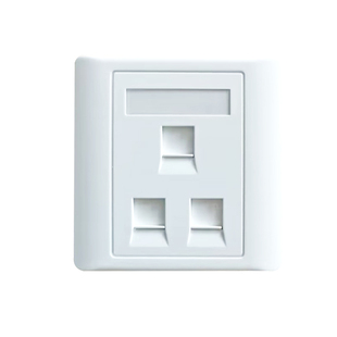 86型三口网络面板RJ45RJ11宽带插口网线电话线电脑插座模块面板