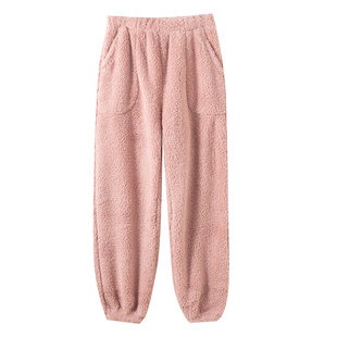 珊瑚绒加绒加厚特厚睡裤女秋冬保暖法兰绒家居裤可外穿长裤大码